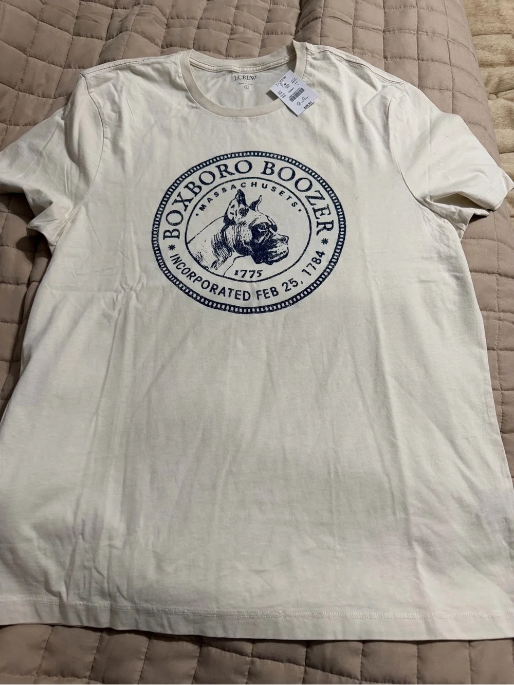 J. Crew Cream Short-Sleeve Boxboro Boozer Graphic Tee